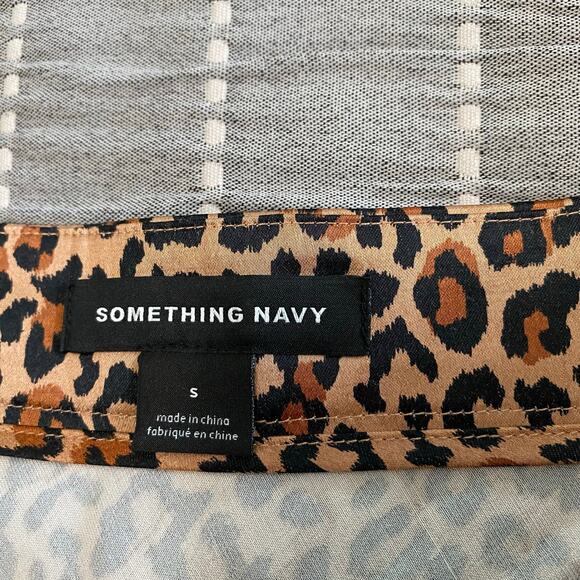 Something Navy Leopard Print Midi Slip Skirt Size Small Old Money Mob Wife Silky - Picture 6 of 10